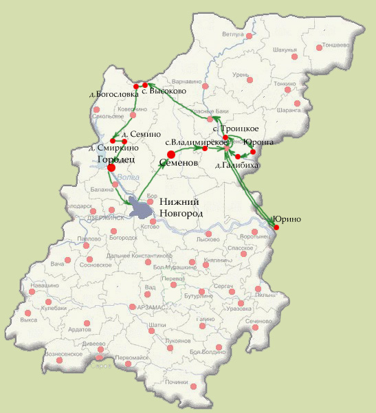 Карта туристическая нижегородской области